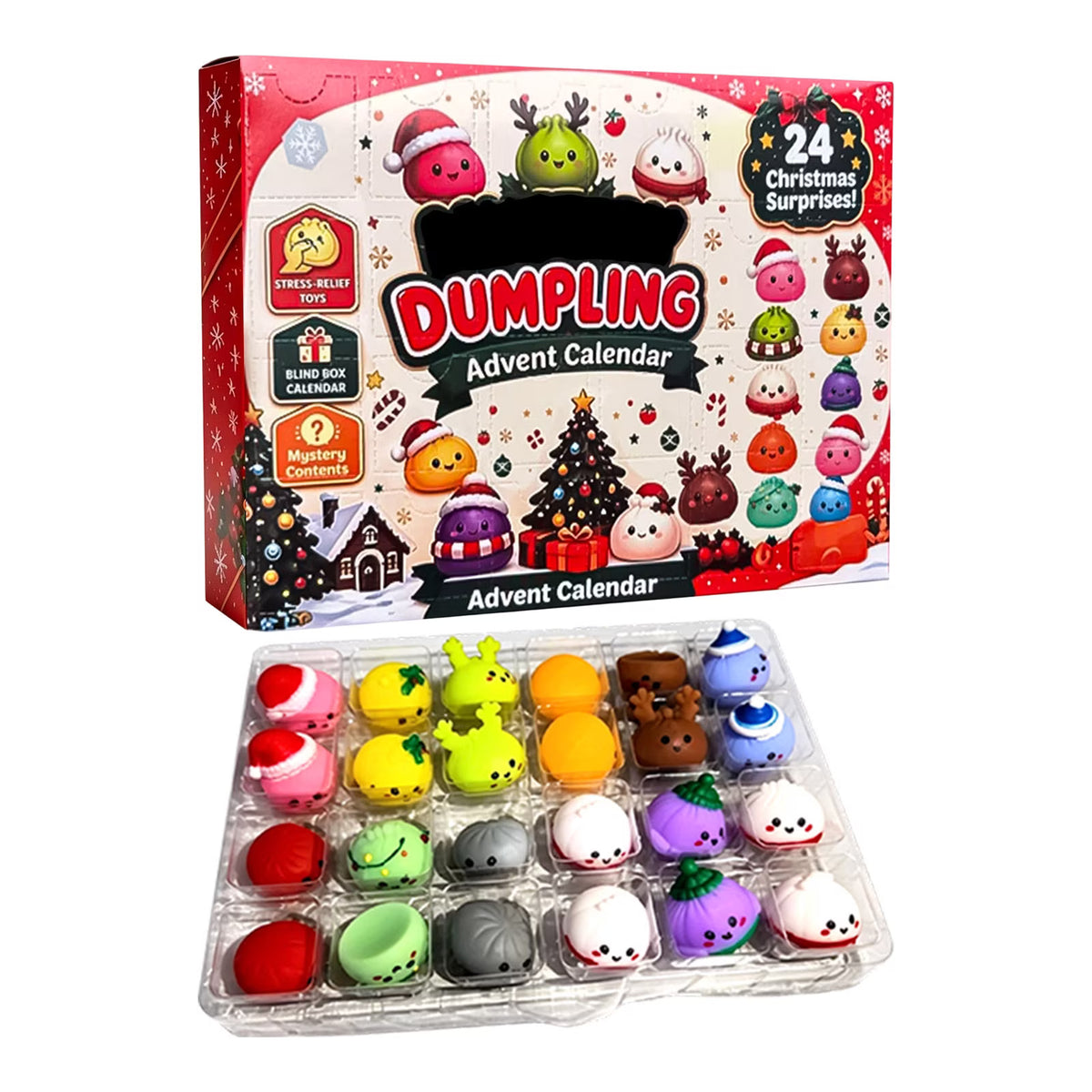 Christmas Advent Calendar 2026 – 24 Days Surprise Dumpling Squishy Toys