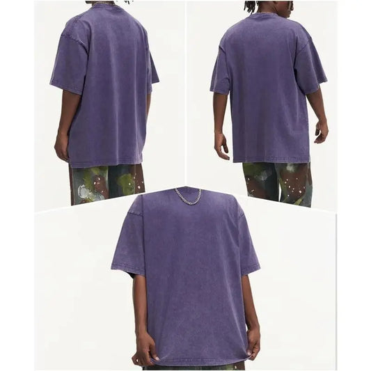 Distressed Washed Cotton 4-Pack Tees – Oversized Unisex Short Sleeve