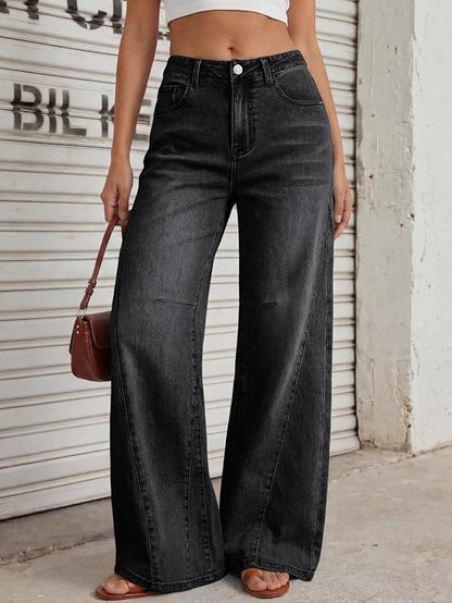 Trendy Queen Women's High Waisted Wide Leg Jeans – Barrel Baggy Pants