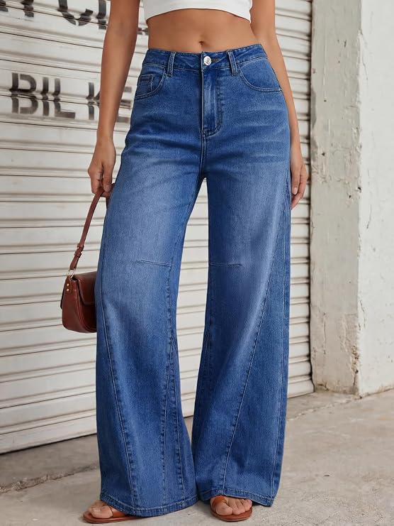 Trendy Queen Women's High Waisted Wide Leg Jeans – Barrel Baggy Pants