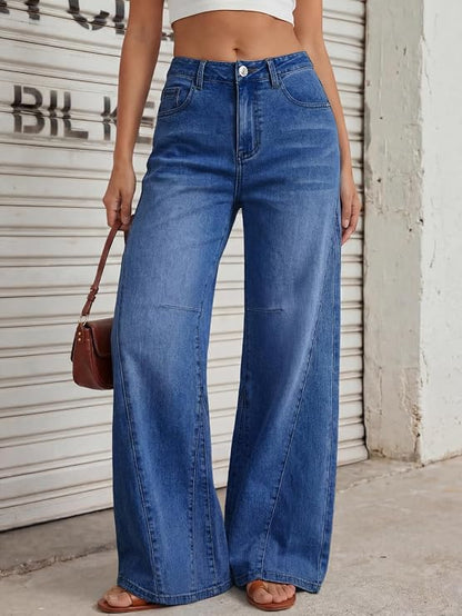 Trendy Queen Women's High Waisted Wide Leg Jeans – Barrel Baggy Pants
