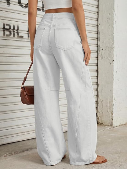 Trendy Queen Women's High Waisted Wide Leg Jeans – Barrel Baggy Pants