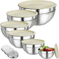 Mixing Bowls with Lids Set 6 PCS – Stainless Steel with 3 Grater Attachments