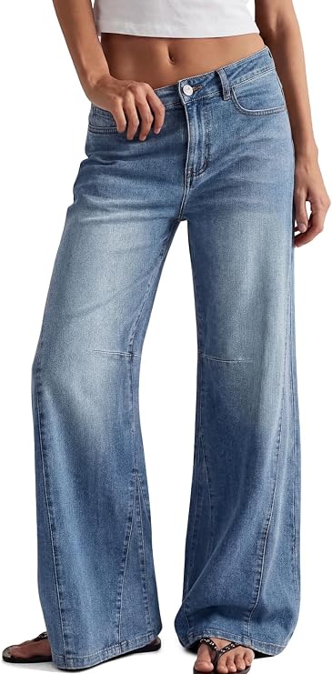 Trendy Queen Women's High Waisted Wide Leg Jeans – Barrel Baggy Pants