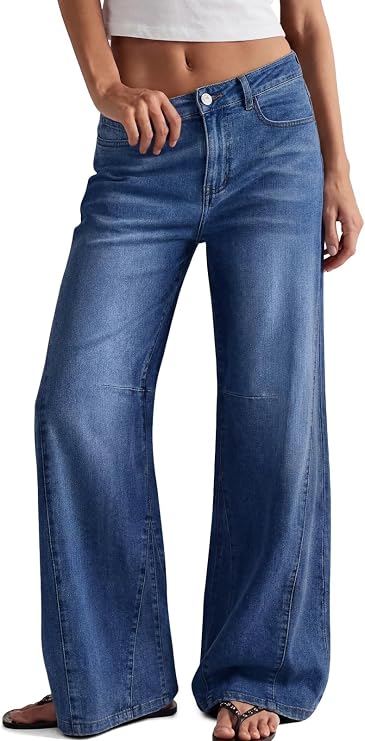 Trendy Queen Women's High Waisted Wide Leg Jeans – Barrel Baggy Pants