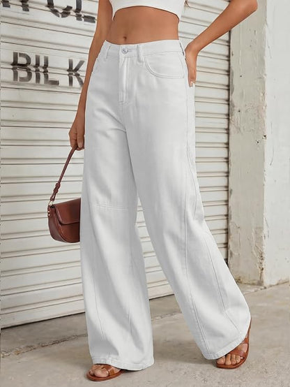 Trendy Queen Women's High Waisted Wide Leg Jeans – Barrel Baggy Pants