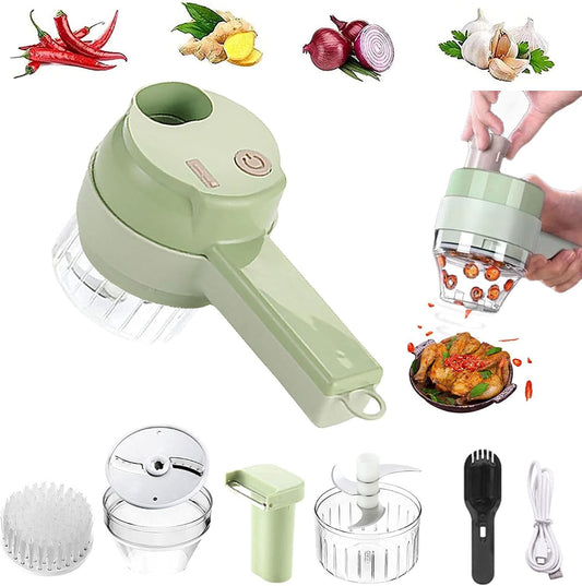 4-in-1 Electric Vegetable Cutter Set – Handheld Mini Electric Grinder & Food Chopper