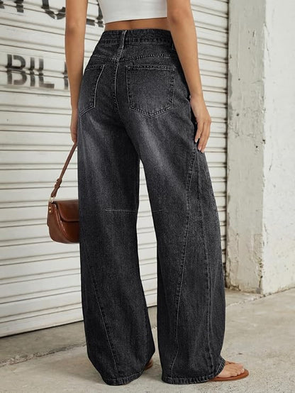 Trendy Queen Women's High Waisted Wide Leg Jeans – Barrel Baggy Pants