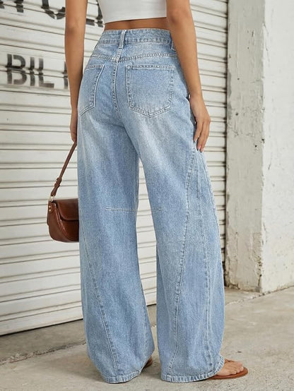 Trendy Queen Women's High Waisted Wide Leg Jeans – Barrel Baggy Pants