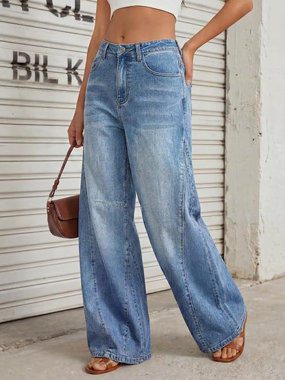 Trendy Queen Women's High Waisted Wide Leg Jeans – Barrel Baggy Pants