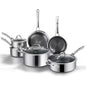 SNOWCLAD Pots and Pans Set Non-Stick | 10 Pcs Hybrid Stainless Steel Cookware Set